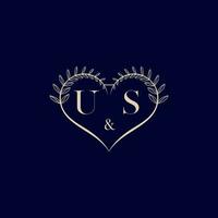 nous floral l'amour forme mariage initiale logo vecteur