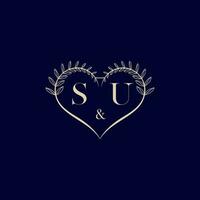 su floral l'amour forme mariage initiale logo vecteur