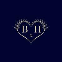 bh floral l'amour forme mariage initiale logo vecteur