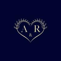 ar floral l'amour forme mariage initiale logo vecteur