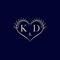 kd floral l'amour forme mariage initiale logo vecteur