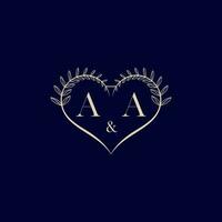 aa floral l'amour forme mariage initiale logo vecteur