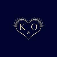 ko floral l'amour forme mariage initiale logo vecteur