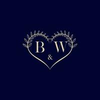 bw floral l'amour forme mariage initiale logo vecteur