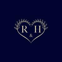 rh floral l'amour forme mariage initiale logo vecteur