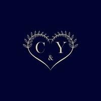 cy floral l'amour forme mariage initiale logo vecteur