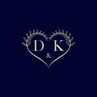 dk floral l'amour forme mariage initiale logo vecteur