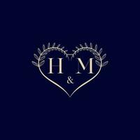 hum floral l'amour forme mariage initiale logo vecteur