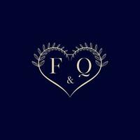 fq floral l'amour forme mariage initiale logo vecteur