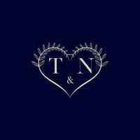 tn floral l'amour forme mariage initiale logo vecteur