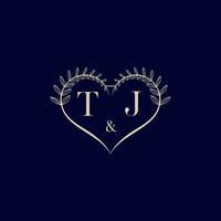 tj floral l'amour forme mariage initiale logo vecteur