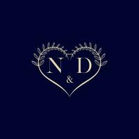 nd floral l'amour forme mariage initiale logo vecteur