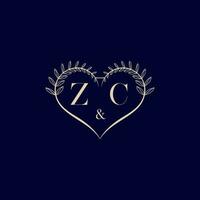 zc floral l'amour forme mariage initiale logo vecteur