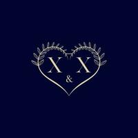 xx floral l'amour forme mariage initiale logo vecteur