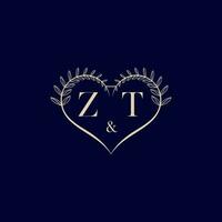 zt floral l'amour forme mariage initiale logo vecteur