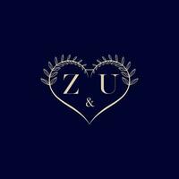 zu floral l'amour forme mariage initiale logo vecteur