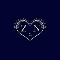 zn floral l'amour forme mariage initiale logo vecteur