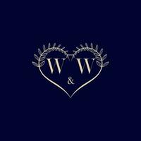 ww floral l'amour forme mariage initiale logo vecteur