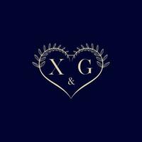 xg floral l'amour forme mariage initiale logo vecteur