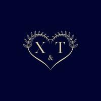 xt floral l'amour forme mariage initiale logo vecteur