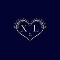 xl floral l'amour forme mariage initiale logo vecteur