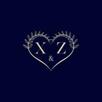 xz floral l'amour forme mariage initiale logo vecteur