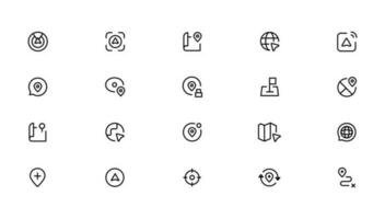 navigation, emplacement, éléments gps - ensemble d'icônes Web en ligne mince. collection d'icônes de contour. illustration vectorielle simple vecteur
