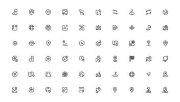 navigation, emplacement, éléments gps - ensemble d'icônes Web en ligne mince. collection d'icônes de contour. illustration vectorielle simple vecteur