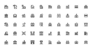 ensemble de bâtiment Icônes, tel comme ville, appartement, condominium, ville. contour Icônes collection. vecteur