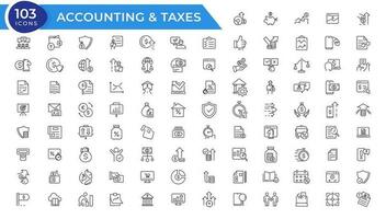 les taxes et comptabilité ligne Icônes collection. gros ui icône ensemble dans une plat conception. mince contour Icônes paquet. vecteur illustration.