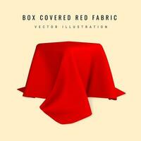 carré boîte couvert avec réaliste rouge soie en tissu isolé sur lumière Contexte. 3d réaliste illustration. vecteur illustration