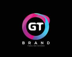 initiale lettre gt logo conception avec coloré style art vecteur
