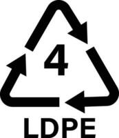 Plastique recyclage symbole ldpe 4 vecteur illustration . Plastique recyclage code ldpe 4