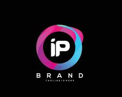 initiale lettre ip logo conception avec coloré style art vecteur