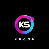 lettre ks pente Couleur logo vecteur conception