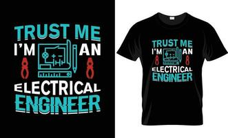 électrique ingénieur T-shirt et affiche vecteur conception modèle. avec électricien, casque, engrenage, Tournevis et clé vecteurs. marrant ingénierie Devis. pour étiqueter, badge aussi.