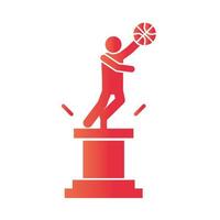 joueur de trophée de jeu de basket-ball avec icône de style dégradé sport récréation prix balle vecteur