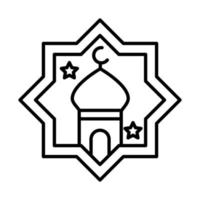 icône de style de ligne mosquée religieuse islamique eid mubarak vecteur
