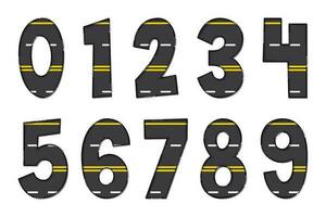 fabriqués à la main tout droit asphalte Nombres. Couleur Créatif art typographique conception vecteur
