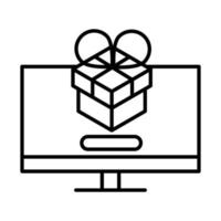 livraison emballage ordinateur boîte cadeau numérique distribution logistique expédition de marchandises icône de style de ligne vecteur