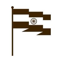 joyeuse fête de l'indépendance inde agitant le drapeau insigne national icône de style silhouette vecteur