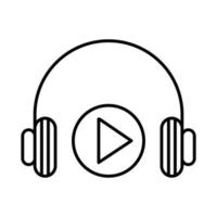 site Web audio vidéo de casque d'éducation en ligne et icône de style de ligne de cours de formation mobile vecteur