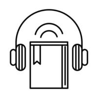 site Web d'apprentissage de livres audio d'éducation en ligne et icône de style de ligne de cours de formation mobiles vecteur