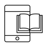 site Web de classe de livre de smartphone d'éducation en ligne et icône de style de ligne de cours de formation mobile vecteur