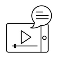 site Web de cours de conversation vidéo sur smartphone d'éducation en ligne et icône de style de ligne de cours de formation mobile vecteur