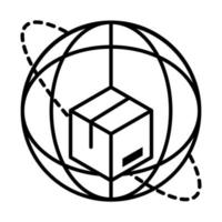 livraison emballage service mondial boîte en carton distribution de fret logistique expédition de marchandises icône de style de ligne vecteur