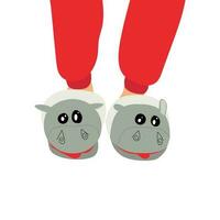 des gamins jambes avec hippopotame chaussons vecteur