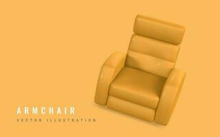 3d réaliste fauteuil avec ombre dans dessin animé style. vecteur illustration