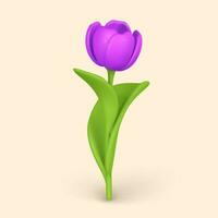 3d mignonne coloré printemps fleur tulipe dans dessin animé style pour bouquet ou décoration. vecteur illustration