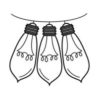 lampes suspendues ampoule électrique idée éco métaphore icône isolé style de ligne vecteur